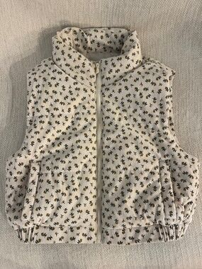 Cropped Corduroy Floral Puffer Vest
